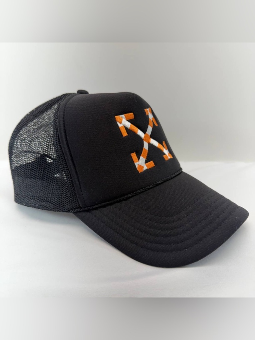 Off-White Virgil Abloh X MCA Trucker Hat Cap Snapback Otto Black Orange
